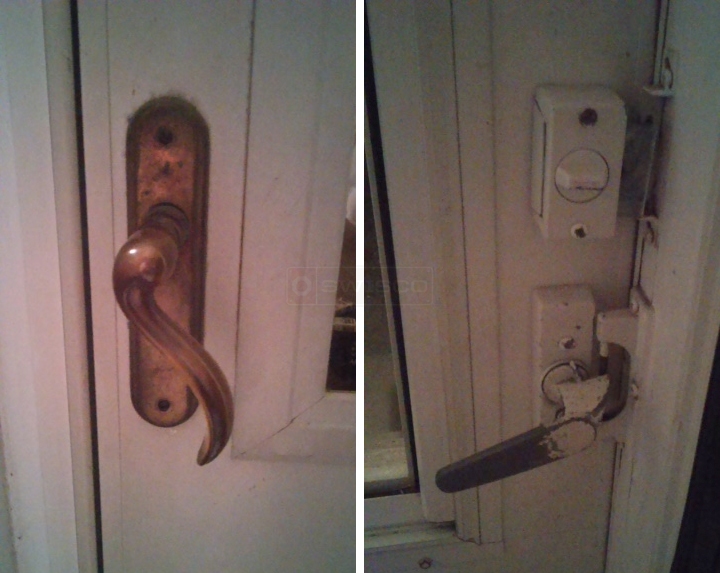 User submitted photos of storm door hardware.