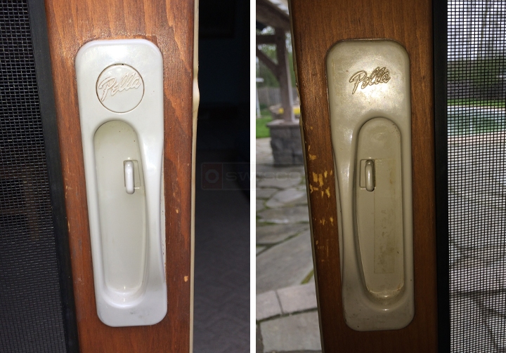 User submitted photos of patio door hardware.