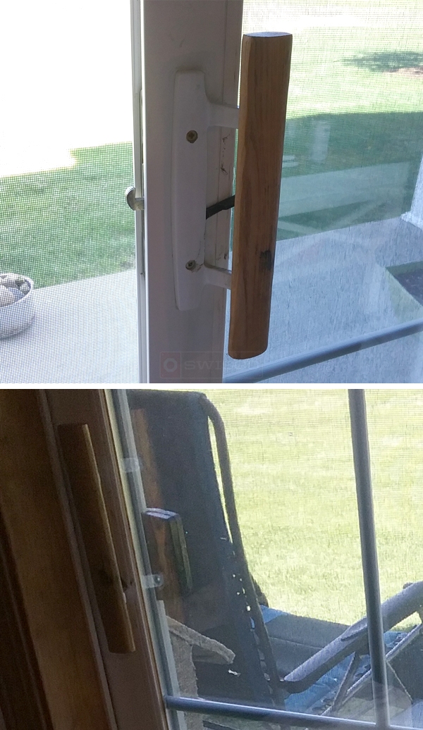 User submitted photos of patio door hardware.