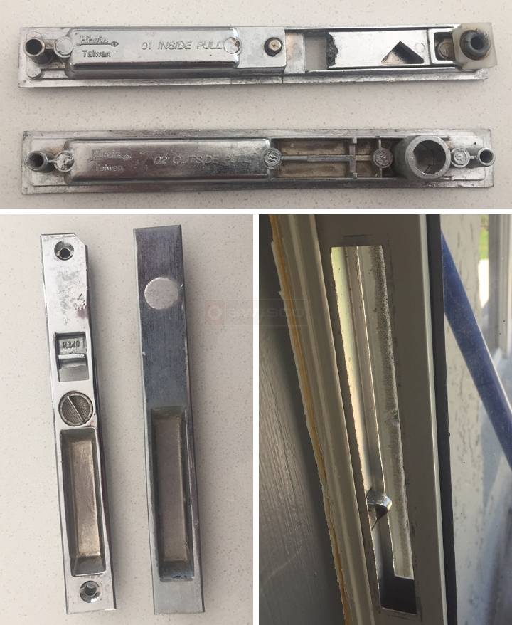 User submitted photos of patio door hardware.