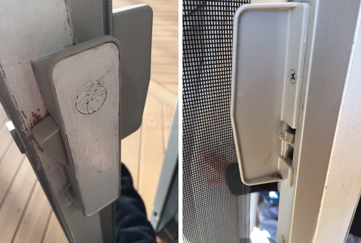 User submitted photos of patio door hardware.