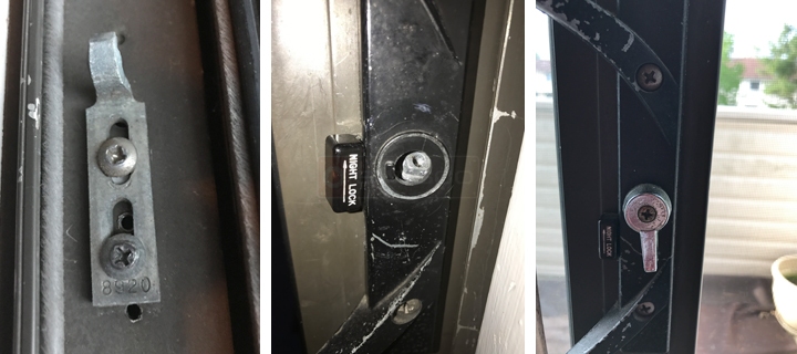 User submitted photos of patio door hardware.