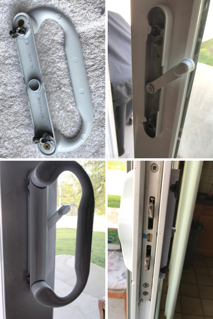 User submitted photos of patio door hardware.