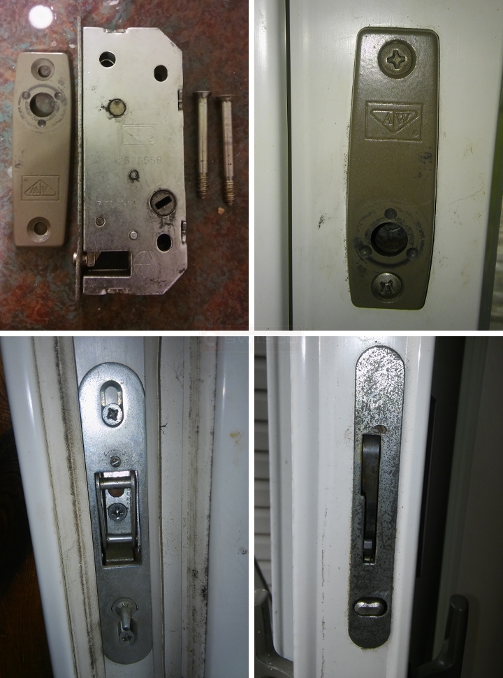 User submitted photos of patio door hardware.