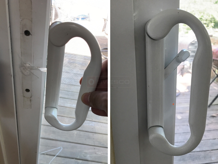 User submitted photos of patio door hardware.