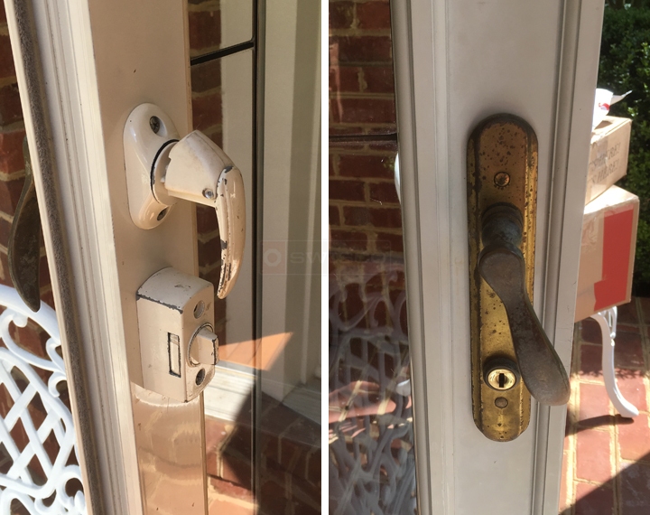 User submitted photos of storm door hardware.