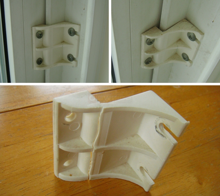 User submitted photos of a patio door bracket.