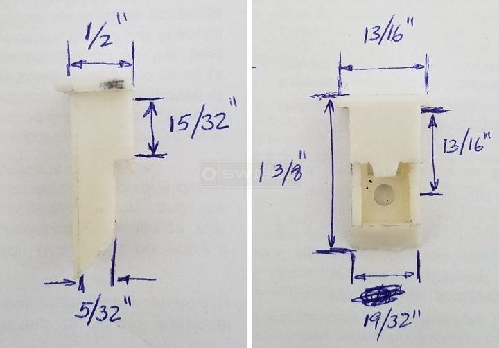 User submitted photos of a top sash guide.