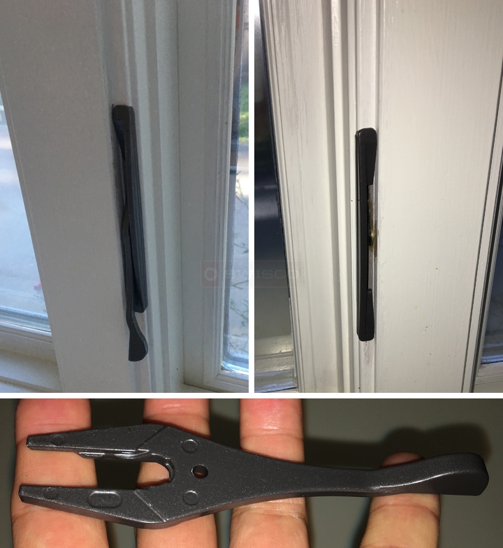 User submitted photos of window hardware.