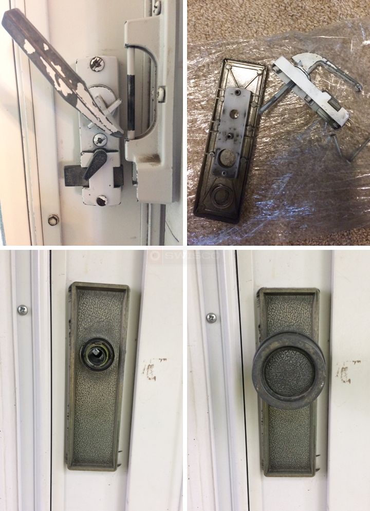 User submitted photos of storm door hardware.