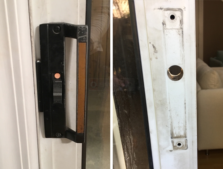 User submitted photos of patio door hardware.