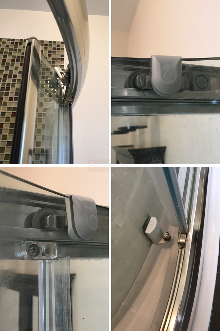 User submitted photos of shower door hardware.