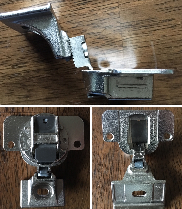 User submitted photos of a cabinet hinge.
