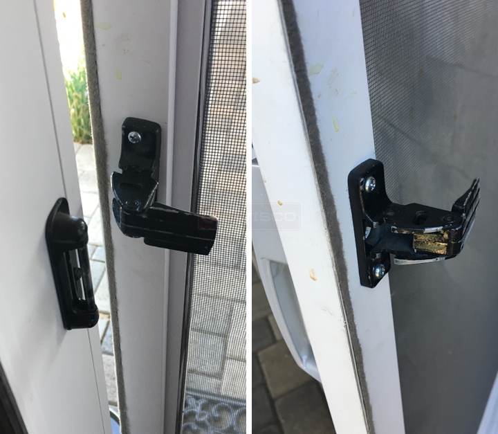 User submitted photos of storm door hardware.