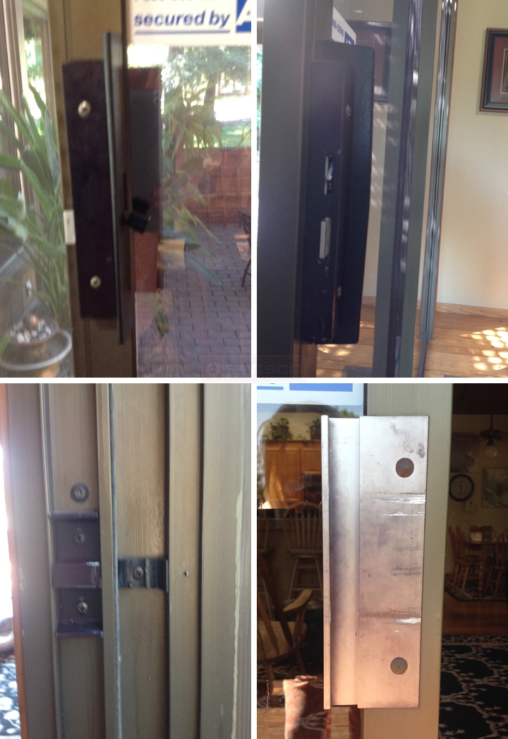 User submitted photos of patio door hardware.