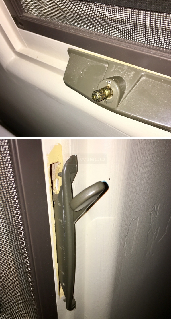 User submitted photos of window hardware.