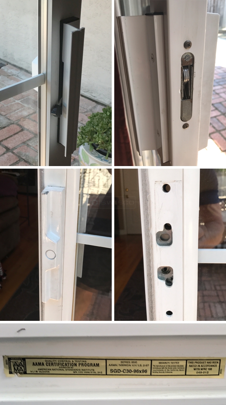 User submitted photos of patio door hardware.