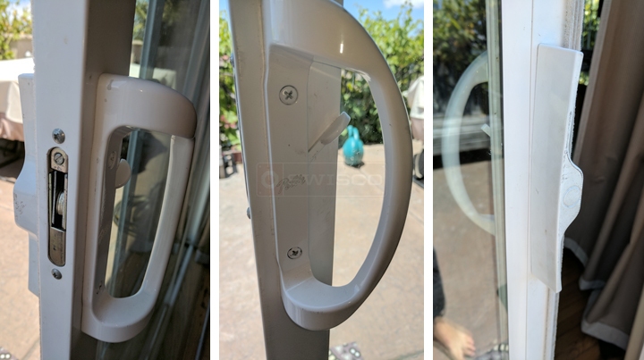 User submitted photos of patio door hardware.