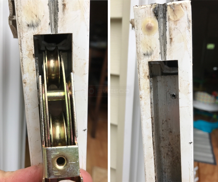 User submitted photos of patio door hardware.