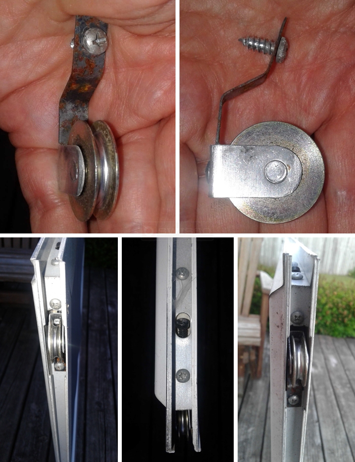 Sliding patio screen door, bottom roller