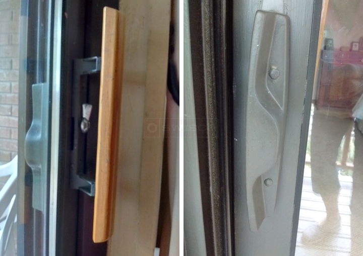 User submitted photos of patio door hardware.