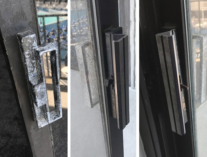 User submitted photos of patio door hardware.