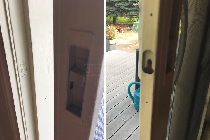 User submitted photos of patio door hardware.