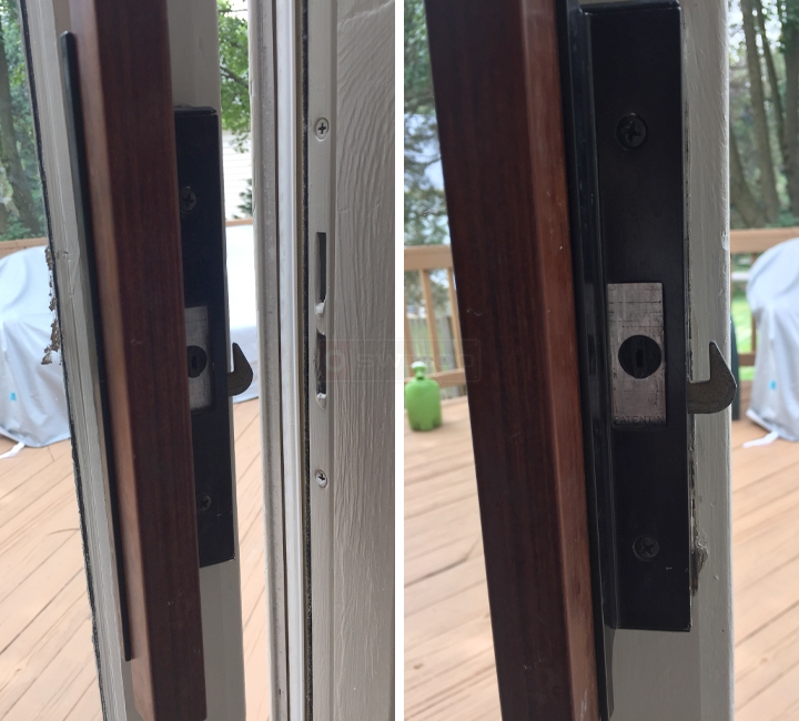 User submitted photos of patio door hardware.