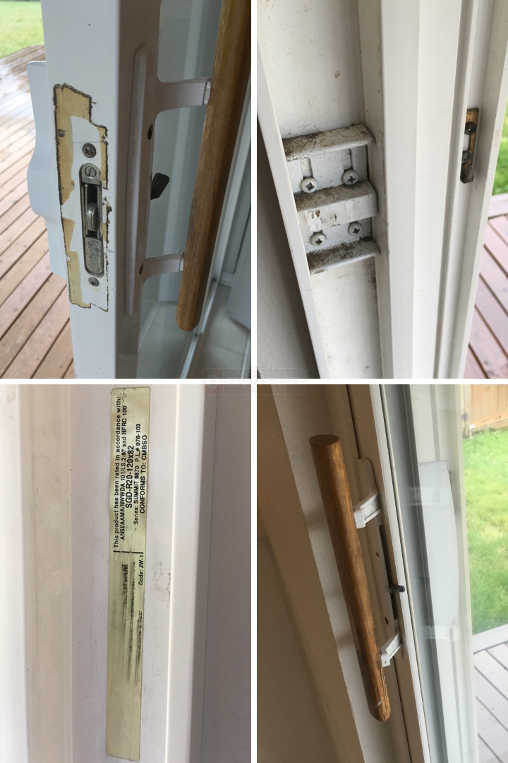 User submitted photos of patio door hardware.