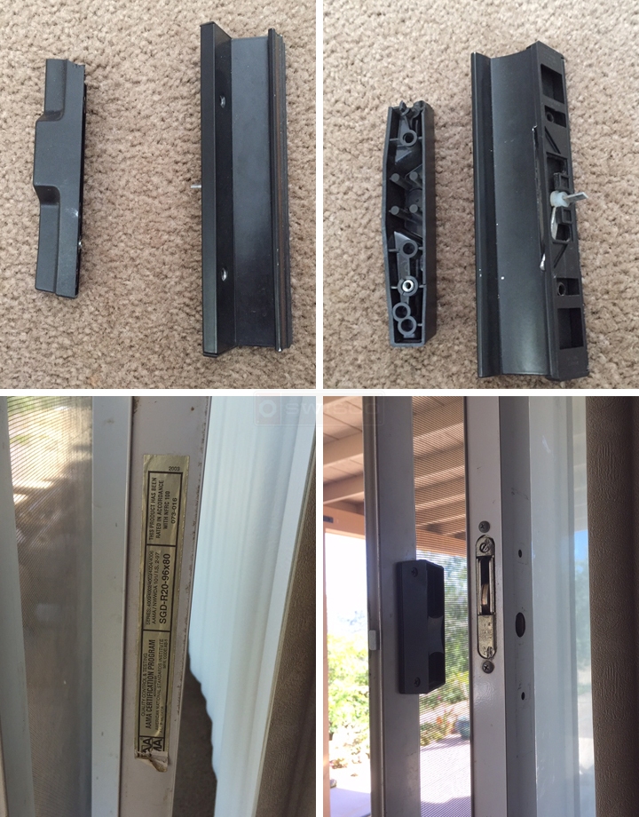 User submitted photos of patio door hardware.