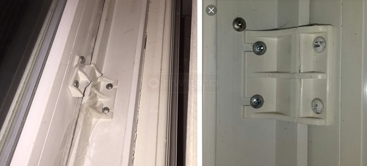 User submitted photos of a patio door bracket.