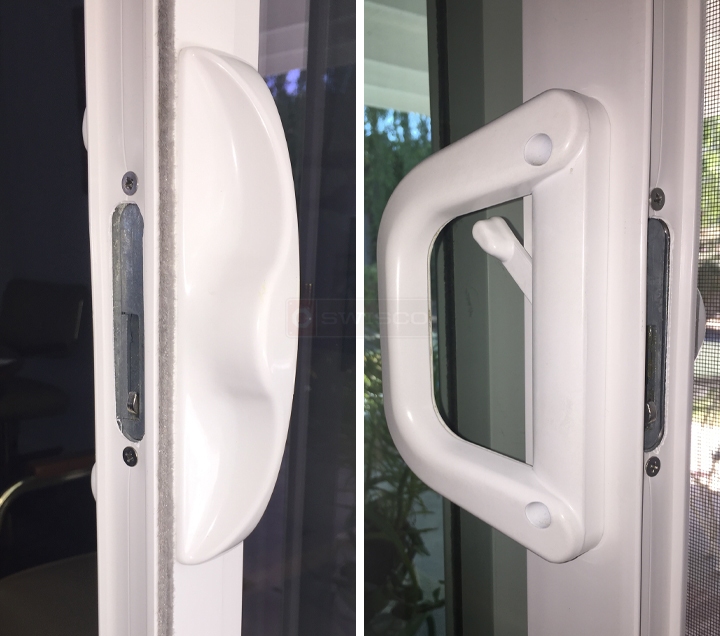 User submitted photos of patio door hardware.