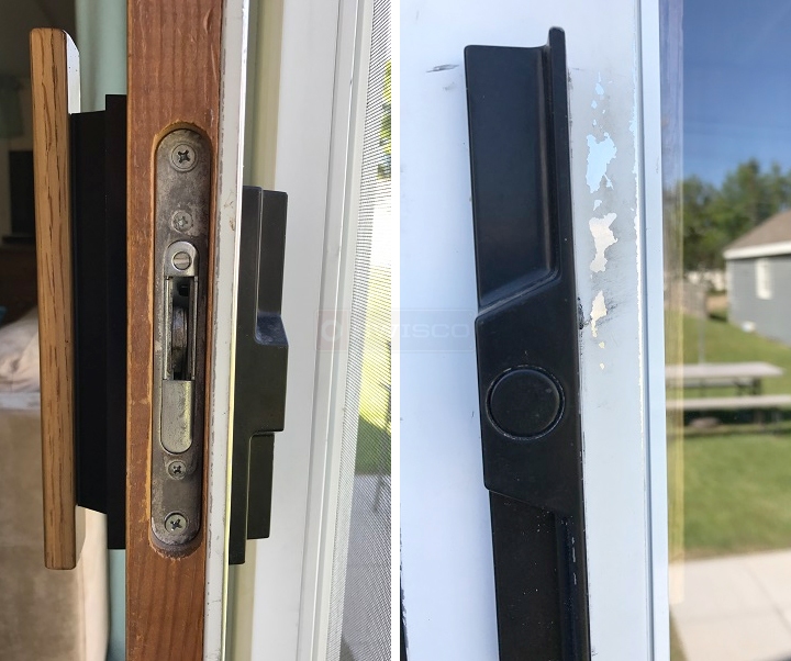 User submitted photos of patio door hardware.