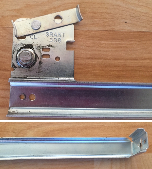 Roller on kitchen drawer front guide is broken.