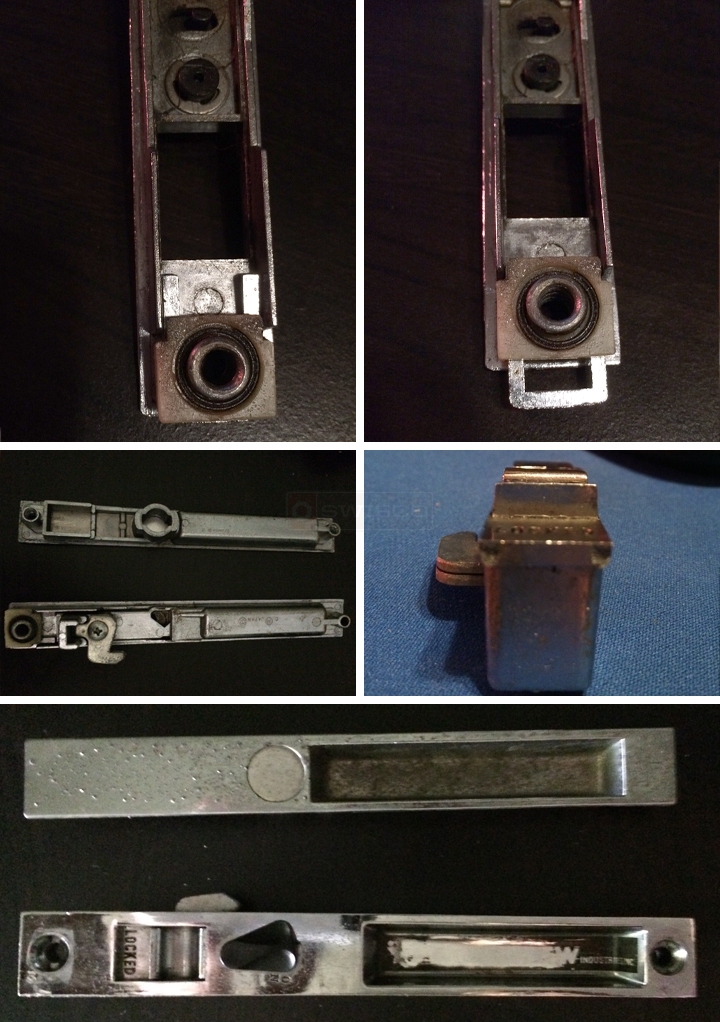 User submitted photos of patio door hardware.