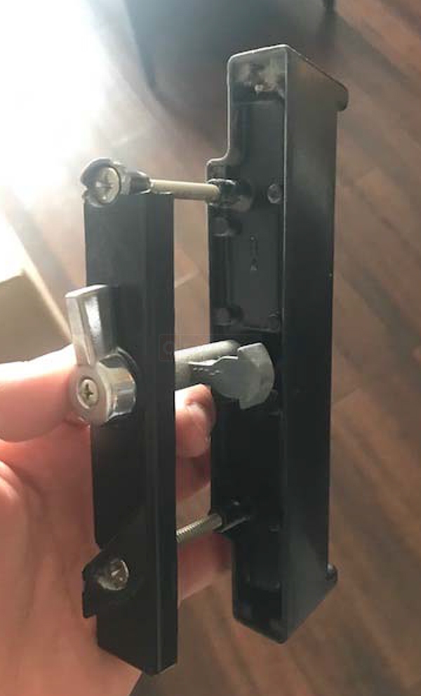 User submitted photos of patio door hardware.