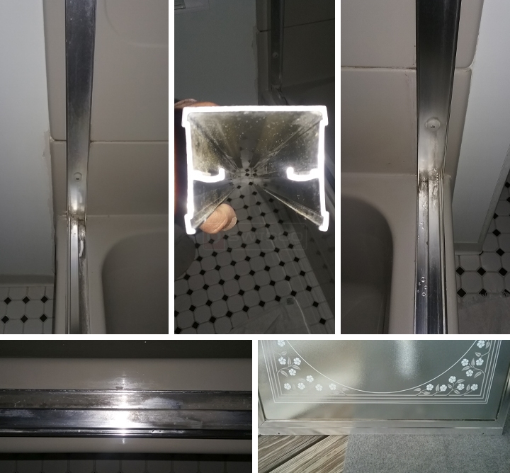 User submitted photos of shower door hardware.
