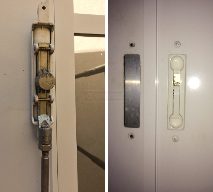 User submitted photos of commercial door hardware.