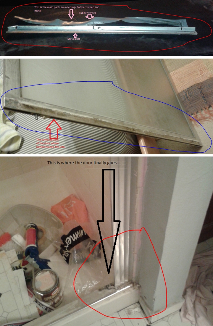 User submitted photos of shower door hardware.