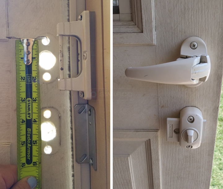 User submitted photos of storm door hardware.