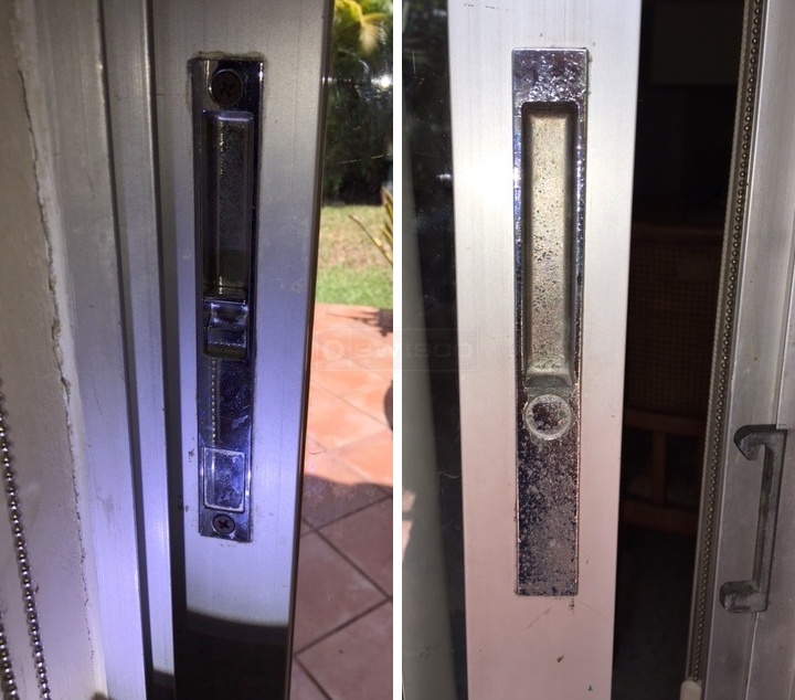 User submitted photos of patio door hardware.