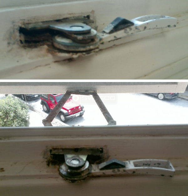 User submitted photos of window hardware.