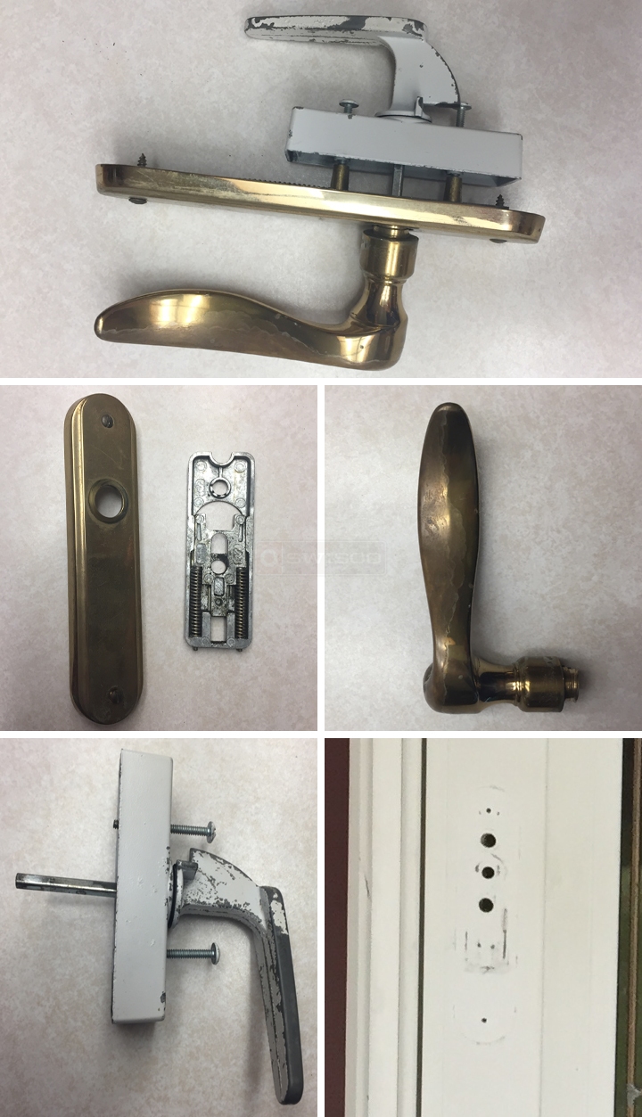 User submitted photos of storm door hardware.