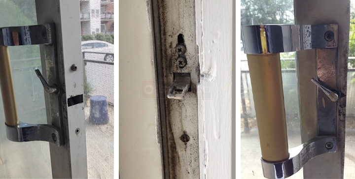 User submitted photos of patio door hardware.