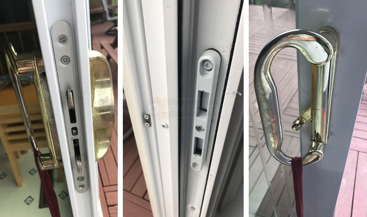 User submitted photos of patio door hardware.