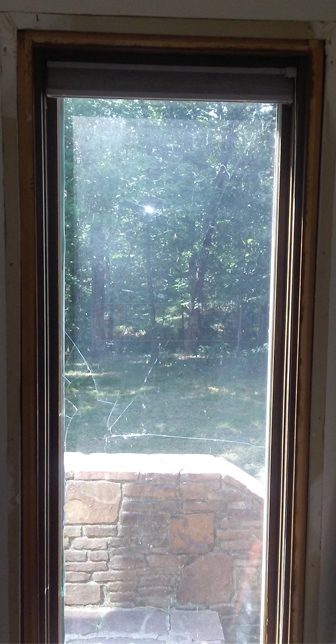 Broken outside window pane on a 24