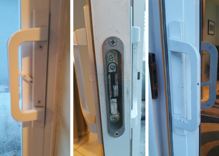 User submitted photos of patio door hardware.