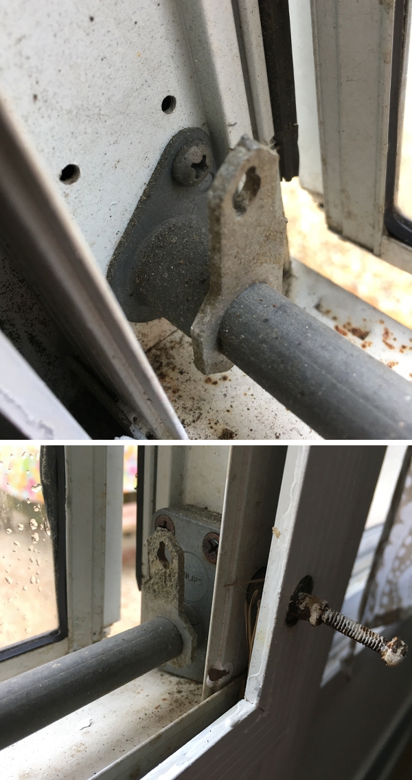 User submitted photos of window hardware.