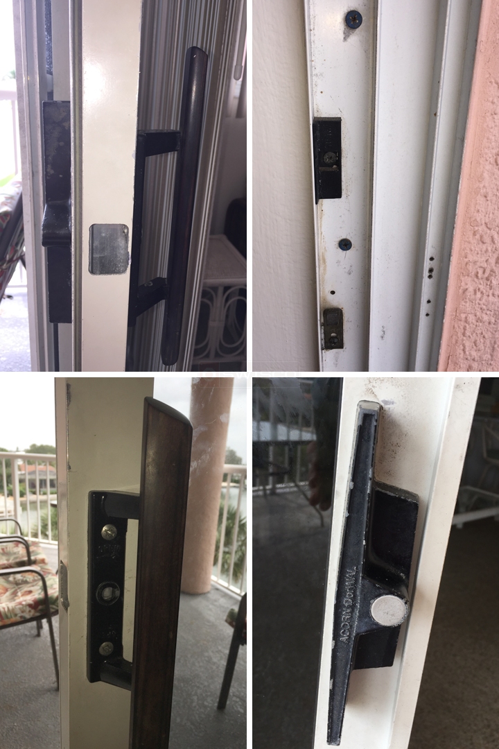 User submitted photos of patio door hardware.