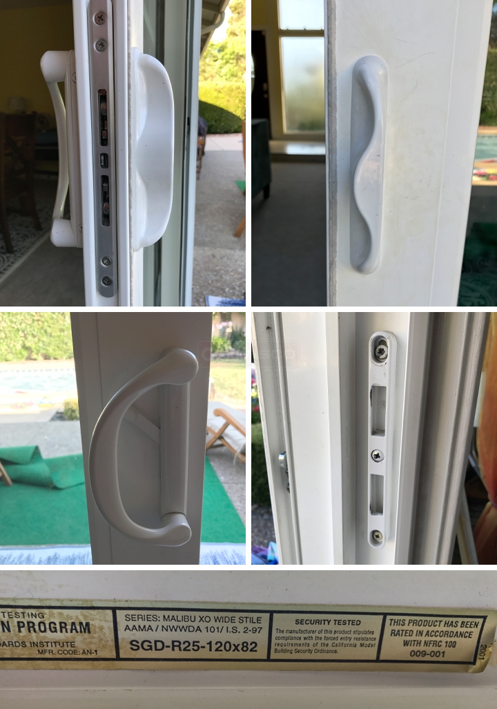 User submitted photos of patio door hardware.